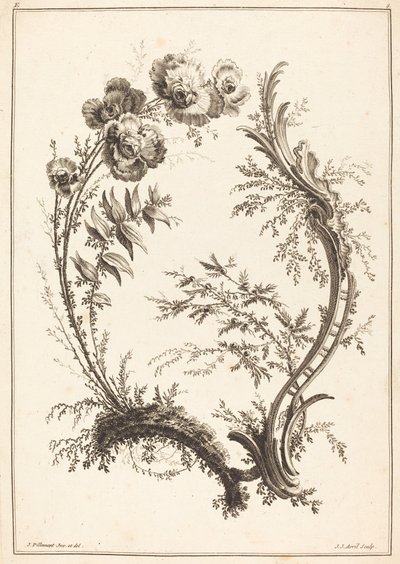 Ornamento com flores de Jean Jacques Avril I after Jean Baptiste Pillement