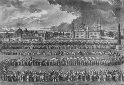 Procissão do sultão no hipódromo de Jean Jacques Francois Le Barbier