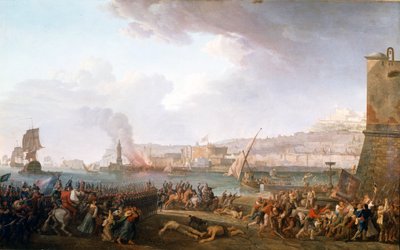 Entrada do exército francês comandado pelo General Championet em Nápoles, 21/01/1799. Pintura por Taurel Jean Jacques François (1757 - 1832). 1799. Castelos de Versalhes e Trianon. de Jean Jacques Francois Taurel