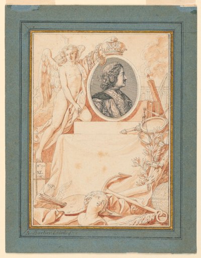 Desenho, Frontispício para uma História de Pedro, o Grande, ca. 1780 de Jean Jacques Francois Le Barbier