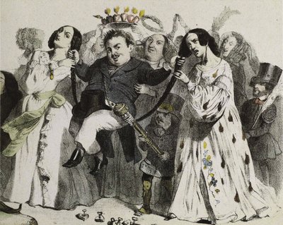 Honoré de Balzac, o mais prolífico de nossos autores, apoiado e coroado por mulheres, 1839. de Jean Jacques Grandville