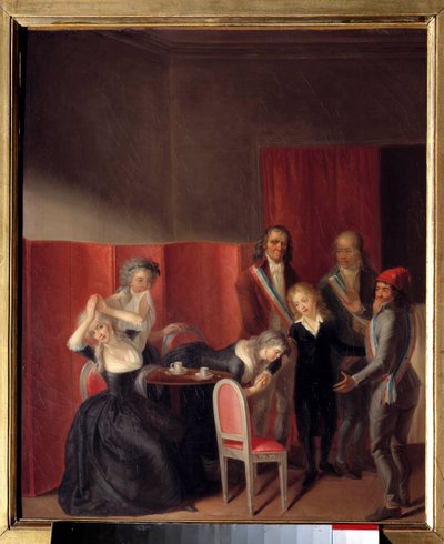 Luís XVII foi separado de sua mãe Maria Antonieta em 3 de julho de 1793, na prisão do Templo. Pintura de Jean Jacques Hauer (1751-1829) de Jean Jacques Hauer