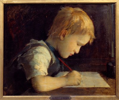 O pequeno escritor Paul Henner (1860-1867) sobrinho do artista Pintura de Jean Jacques Henner (1829-1905) Paris do século XIX, Musee du Petit Palais de Jean Jacques Henner