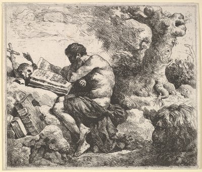 São Jerônimo em uma paisagem, 1762-63. de Jean Jacques Lagrenee