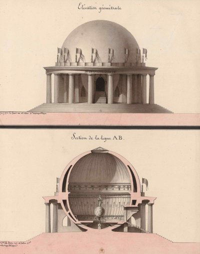 Elevação de um templo à igualdade, para o jardim do filósofo. de Jean Jacques Lequeu
