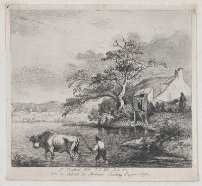 Pastor e Touro, depois de Ruisdael, 1772. de Jean Jacques de Boissieu