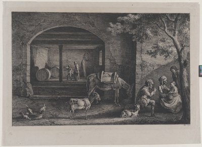 Interior de uma quinta em Saint-Jean-de-Touslas, 1793. de Jean Jacques de Boissieu