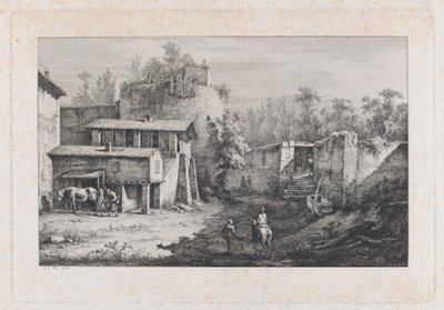 Paisagem com Farrier, Vista de Terrebasse, França, 1808. de Jean Jacques de Boissieu