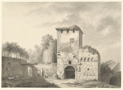 Paisagem com pessoas no meio de ruínas de Jean Jacques de Boissieu