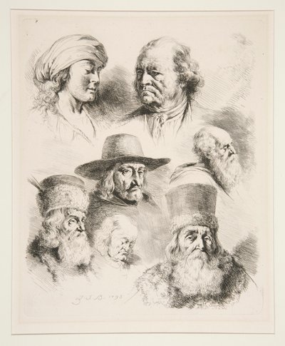 Sete cabeças de retrato de Jean Jacques de Boissieu