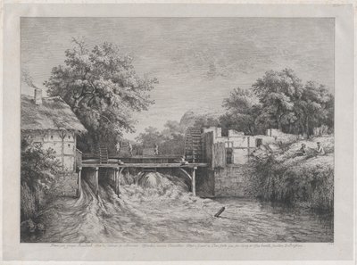 O Moinho de Água, depois de uma pintura de Ruisdaël, 1782. de Jean Jacques de Boissieu