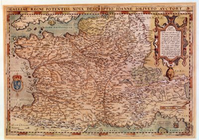 Mapa geográfico da França por Jean Jolivet (século XVI) 1570 Paris, B.N. de Jean Jolivet