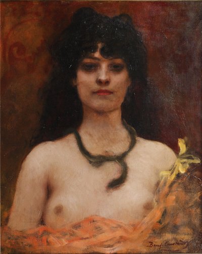 Benjamin Constant - Retrato orientalista de uma mulher nua, comprimento do busto de Jean Joseph Benjamin Constant