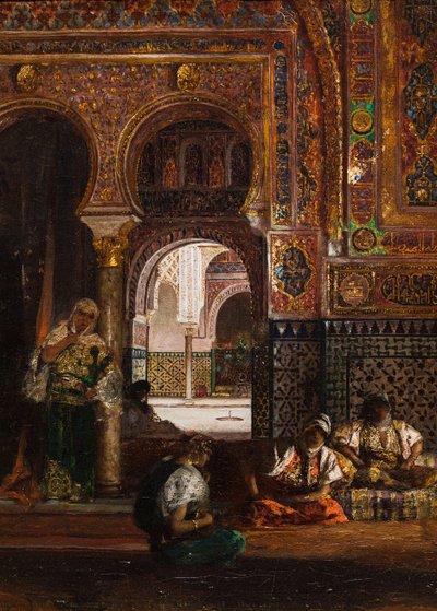 Cena de harém, cinco mulheres, cerca de 1880 (óleo sobre tela) de Jean Joseph Benjamin Constant