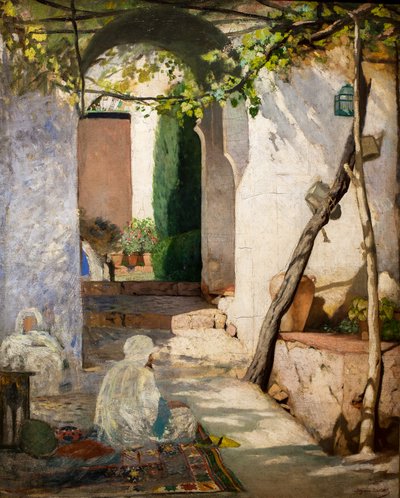 Pátio marroquino, antes de 1880 (Óleo sobre tela) de Jean Joseph Benjamin Constant