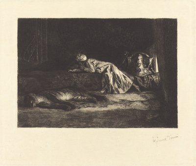 Interior oriental com tigre adormecido de Jean Joseph Benjamin Constant