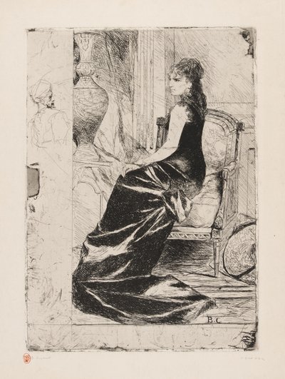 Mulher de Negro, c.1876 (gravura sobre papel creme) de Jean Joseph Benjamin Constant