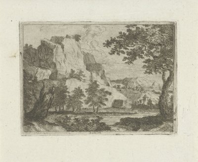 Rocha numa paisagem fluvial de Jean Joseph Hanson