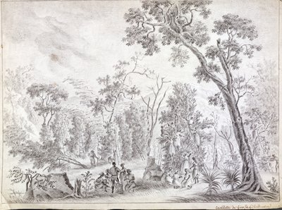 Colheita de cravo-da-índia em La Reunion, início do século XIX de Jean Joseph Patu de Rosemont