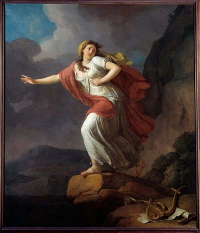 A poetisa grega Sapho (Sappho) participando no mar Pintura de Joseph Taillasson (1745-1809) Sol do século XVIII. 2,25x1,9 m Brest, Museu de Belas Artes de Jean Joseph Taillasson