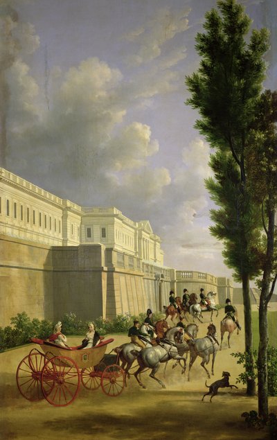Napoleão I (1769-1821) e Marie-Louise (1791-1847) Deixando para a caça em Compiegne, 1811 de Jean Joseph Xavier Bidauld