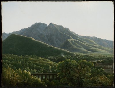 Vista da ponte e da cidade de Cava, Reino de Nápoles de Jean Joseph Xavier Bidauld