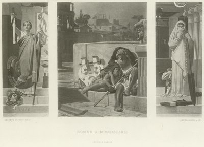 Homer, um mendicante (gravura) de Jean Jules Antoine Lecomte du Nouy
