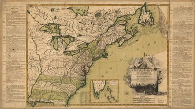 Mapa dos Estados Unidos da América, na sequência do Tratado de Paz de 1783. de Jean Lattré