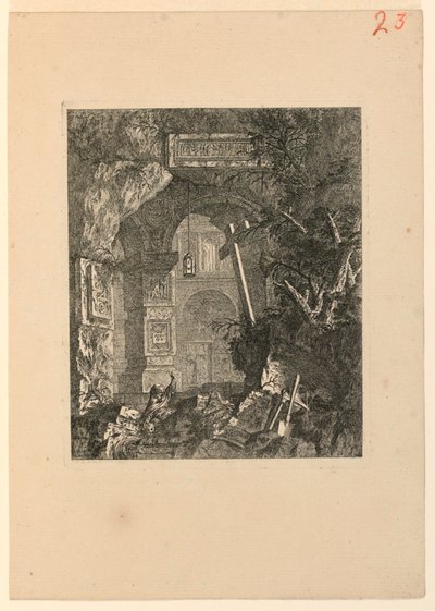 Saint-François (?) em uma paisagem de ruínas de Jean Laurent Legeay