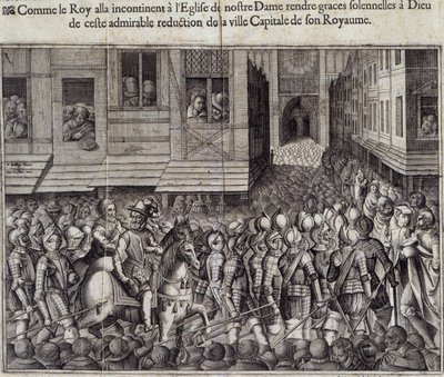 Entrada de Henrique IV (1553 - 1610) em Paris em 22 de Março de 1594 e ida à Catedral de Notre Dame para assistir à Missa - Gravação de Jean Lecler, depois de Bollery, Musee de Notre Dame de Paris de Jean Leclerc