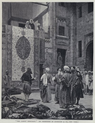 O Mercador de Tapetes (litho) de Jean Leon (after) Gerome