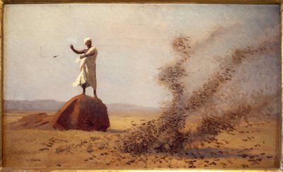 Árabe assustador de cotovias. (Mesa inacabada). Pintura de Jean Leon Gerome (1824-1904), óleo sobre tela, cerca de 1900. Arte francesa do início do século XX, orientalismo. Museu de Vesoul. de Jean Leon Gerome