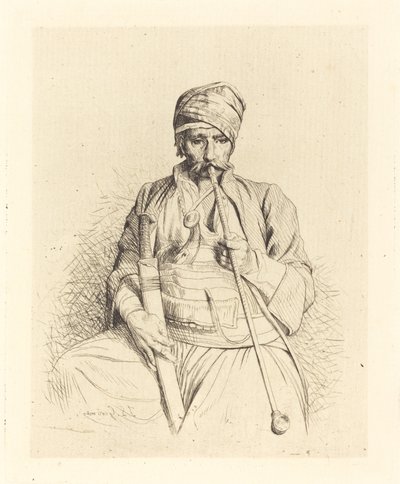 Árabe sentado com cachimbo de Jean Leon Gerome