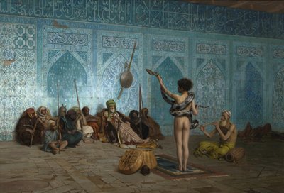 O encantador de serpentes, c.1879 de Jean Leon Gerome