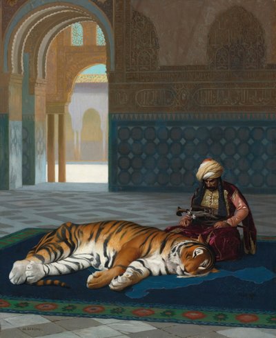 O Tigre e o Guardião (óleo sobre tela) de Jean Leon Gerome