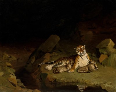 Tigre e filhotes, ca. 1884 de Jean Leon Gerome