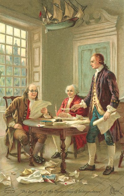 Elaboração da Declaração de Independência dos Estados Unidos, Filadélfia, Pennsylvania de Jean Leon Gerome Ferris