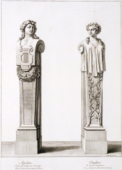 Bustos de Apolo e Daphne por Louis Lerambert em Versalhes, 1674 de Jean Lepautre