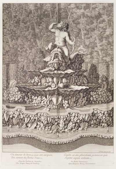 Fonte com Cupido por Gaspar Marcy em Versalhes, 1676 de Jean Lepautre