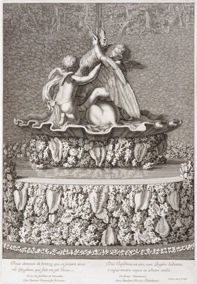 Fonte com dois cupidos brincando com um grifo, de Benoit Massou, em Versailles, 1676 de Jean Lepautre