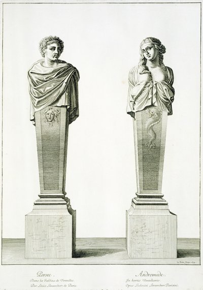 Esculturas representando Perseu e Adromeda por Louis Lerambert em Versalhes de Jean Lepautre