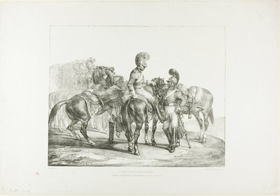 Um grupo de guardas-vidas, placa 5 de Vários objectos desenhados a partir da vida na pedra de Jean Louis André Théodore Géricault
