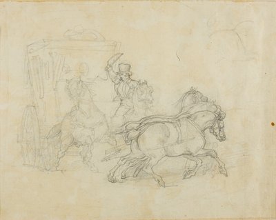 Uma diligência puxada por cinco cavalos de Jean Louis André Théodore Géricault