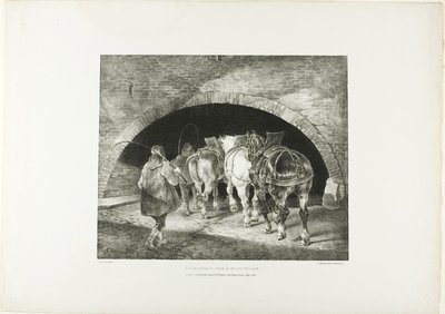 Entrada do cais de Adelphi, placa 11 de Vários temas desenhados a partir da vida na pedra de Jean Louis André Théodore Géricault