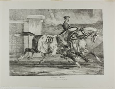 Horses Exercising, plate 6 from Various Subjects Drawn from Life and on Stone (The English Suite) de Jean Louis André Théodore Géricault