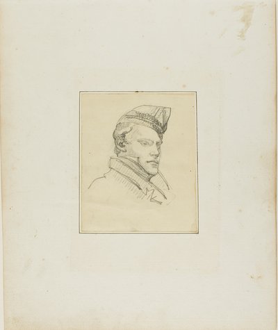 Retrato de um jovem com um boné militar de Jean Louis André Théodore Géricault