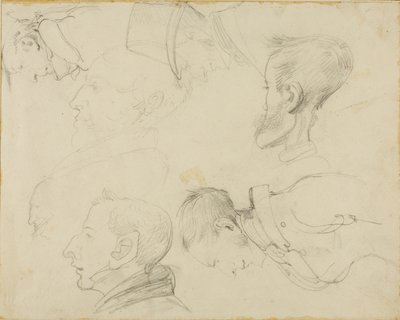 Sete caricaturas de cabeças de Jean Louis André Théodore Géricault