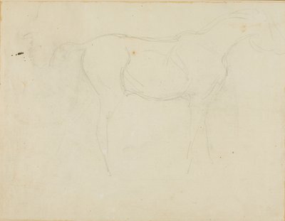 Esboço de um cavalo virado para a direita e uma caricatura de perfil de Jean Louis André Théodore Géricault