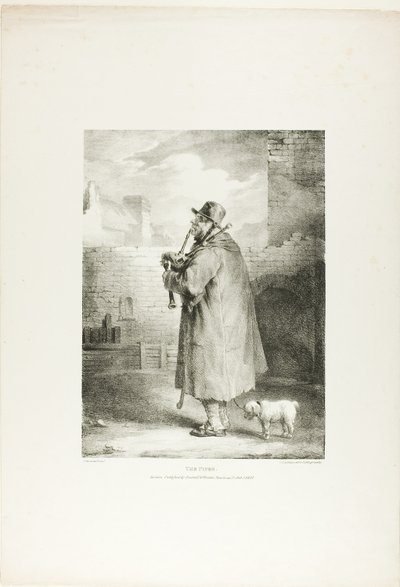 O Flautista, placa um de Vários temas desenhados a partir da vida na pedra de Jean Louis André Théodore Géricault