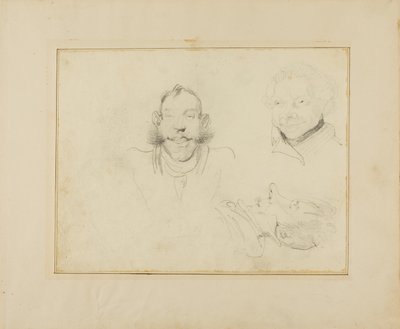 Três caricaturas de cabeças de Jean Louis André Théodore Géricault